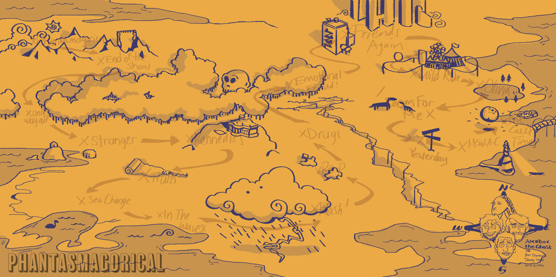 First Pass, experimenting with setpiece size, path flow, and general style.